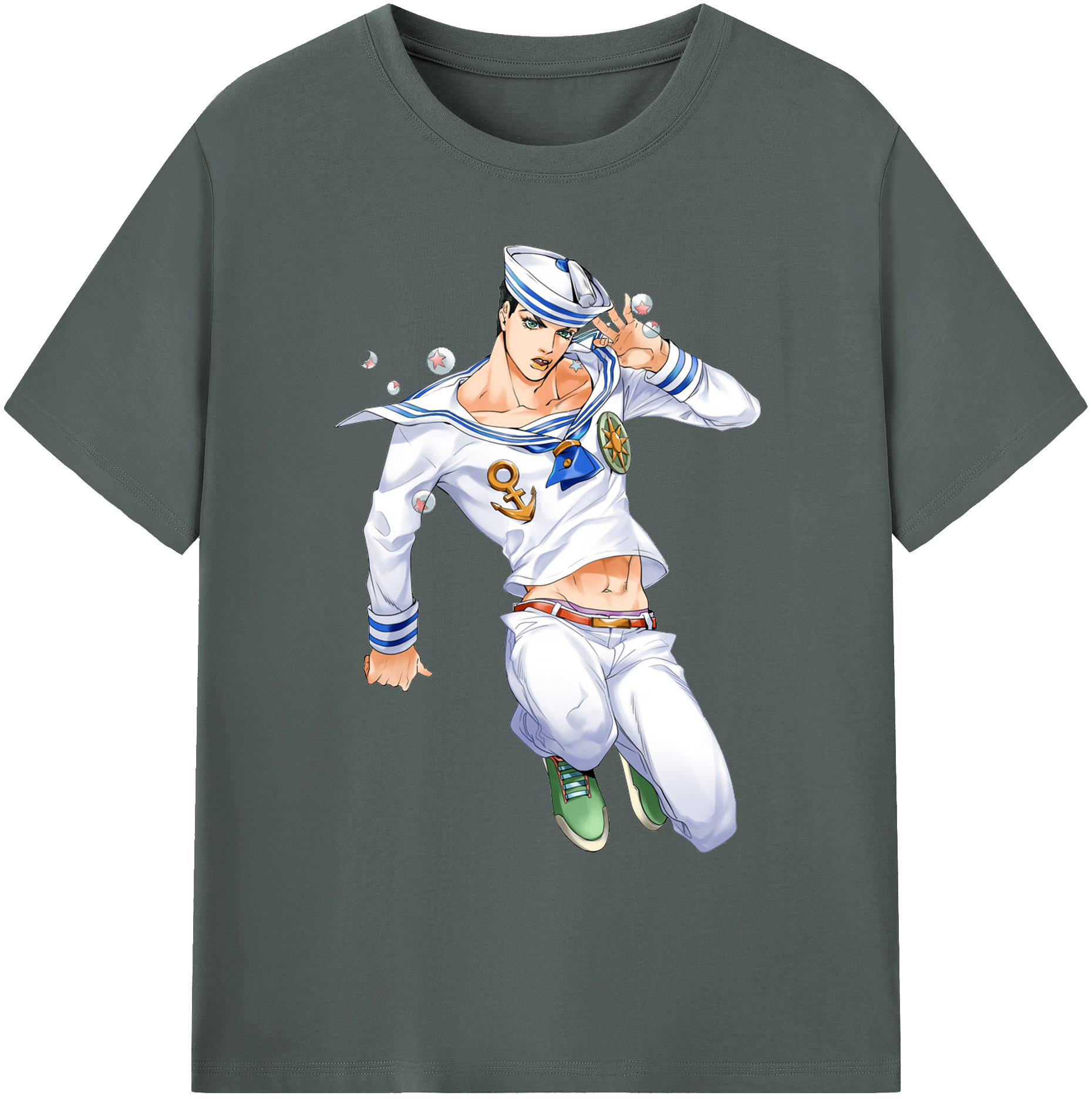 （画像用） ジョジョの奇妙な冒険 東方定助 JoJo's Bizarre Adventure Higashikata Josuke 綿100％ メンズ半袖Tシャツ｜肌触りやわらか＆通気性
